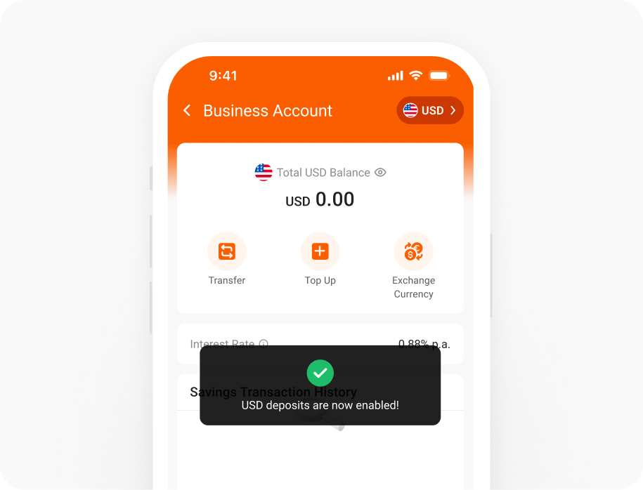 Send and receive funds in USD