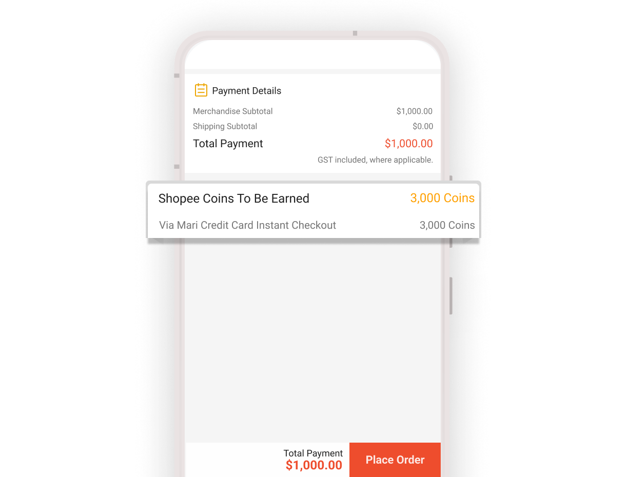 3% Unlimited Shopee Coins on Shopee spend with Mari Credit Card Instant Checkout